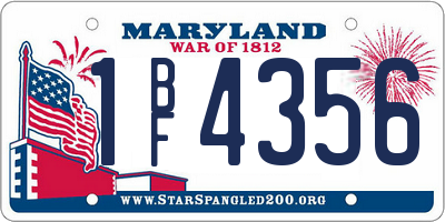 MD license plate 1BF4356