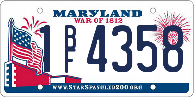MD license plate 1BF4358