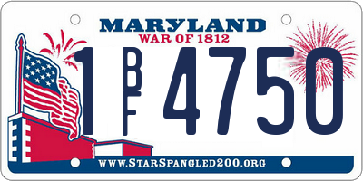 MD license plate 1BF4750