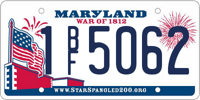 MD license plate 1BF5062