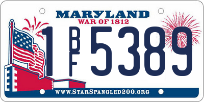 MD license plate 1BF5389