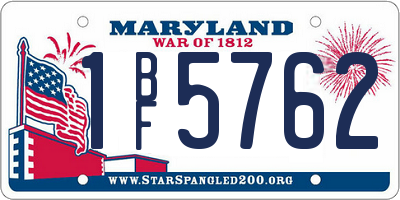 MD license plate 1BF5762