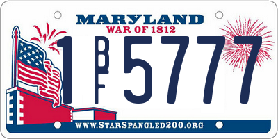 MD license plate 1BF5777