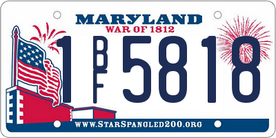 MD license plate 1BF5818