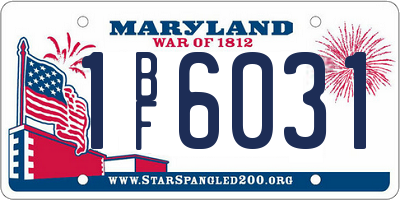 MD license plate 1BF6031