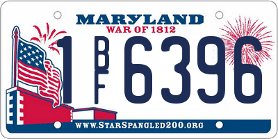 MD license plate 1BF6396