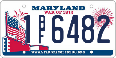 MD license plate 1BF6482