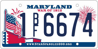 MD license plate 1BF6674