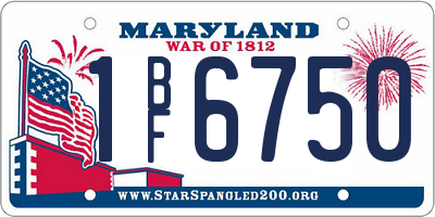 MD license plate 1BF6750