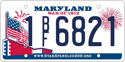 MD license plate 1BF6821