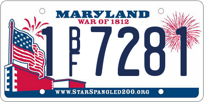 MD license plate 1BF7281