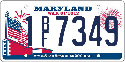 MD license plate 1BF7349