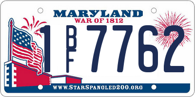 MD license plate 1BF7762