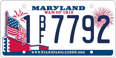 MD license plate 1BF7792
