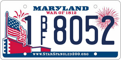 MD license plate 1BF8052