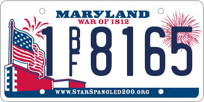 MD license plate 1BF8165