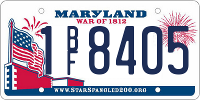 MD license plate 1BF8405