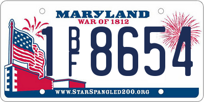 MD license plate 1BF8654