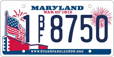 MD license plate 1BF8750