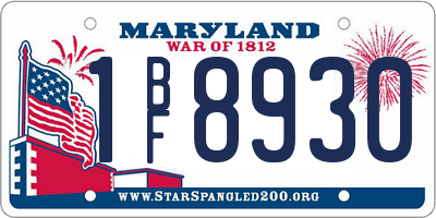 MD license plate 1BF8930