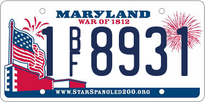 MD license plate 1BF8931