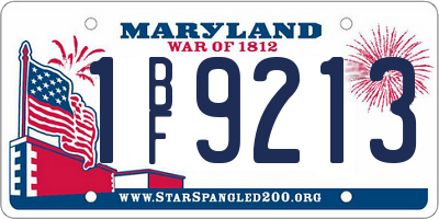 MD license plate 1BF9213