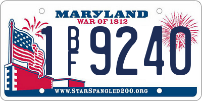 MD license plate 1BF9240