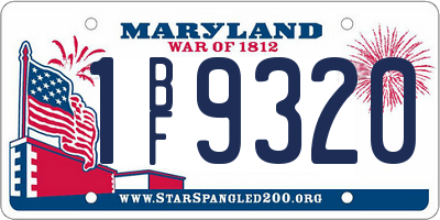 MD license plate 1BF9320