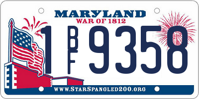 MD license plate 1BF9358