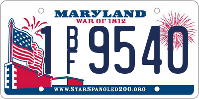 MD license plate 1BF9540