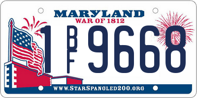 MD license plate 1BF9668