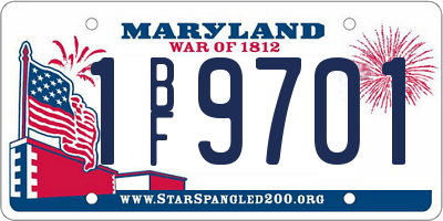 MD license plate 1BF9701