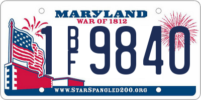 MD license plate 1BF9840