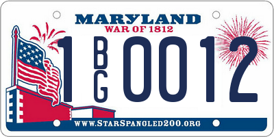 MD license plate 1BG0012
