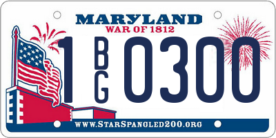 MD license plate 1BG0300
