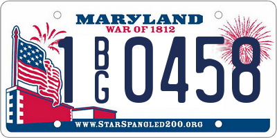 MD license plate 1BG0458