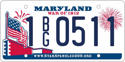MD license plate 1BG0511