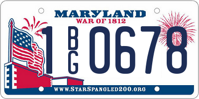 MD license plate 1BG0678
