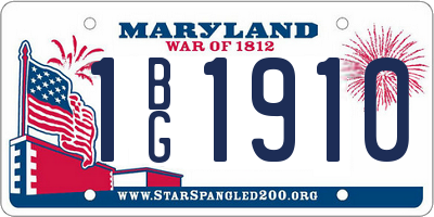 MD license plate 1BG1910