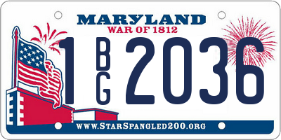 MD license plate 1BG2036