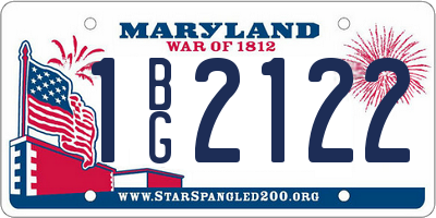 MD license plate 1BG2122