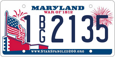 MD license plate 1BG2135
