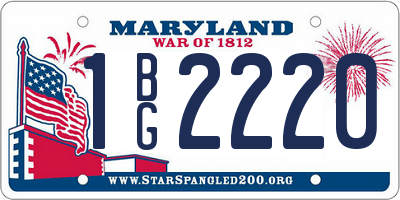 MD license plate 1BG2220