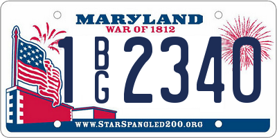 MD license plate 1BG2340