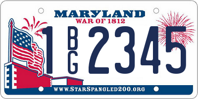 MD license plate 1BG2345