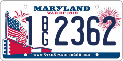 MD license plate 1BG2362