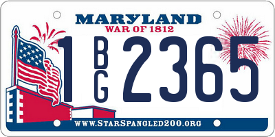 MD license plate 1BG2365