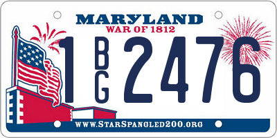MD license plate 1BG2476
