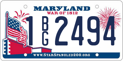 MD license plate 1BG2494