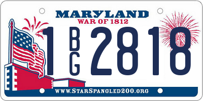 MD license plate 1BG2818